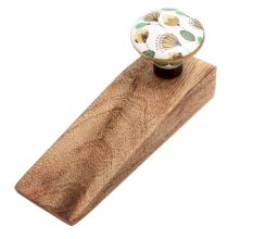 Crown Imperial Flower Golden Pattern Ceramic Wooden Door Stopper